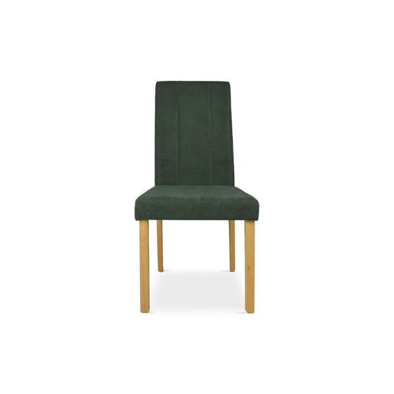 Set 2 Sedie imbottita con struttura in legno colore rovere e tessuto verde