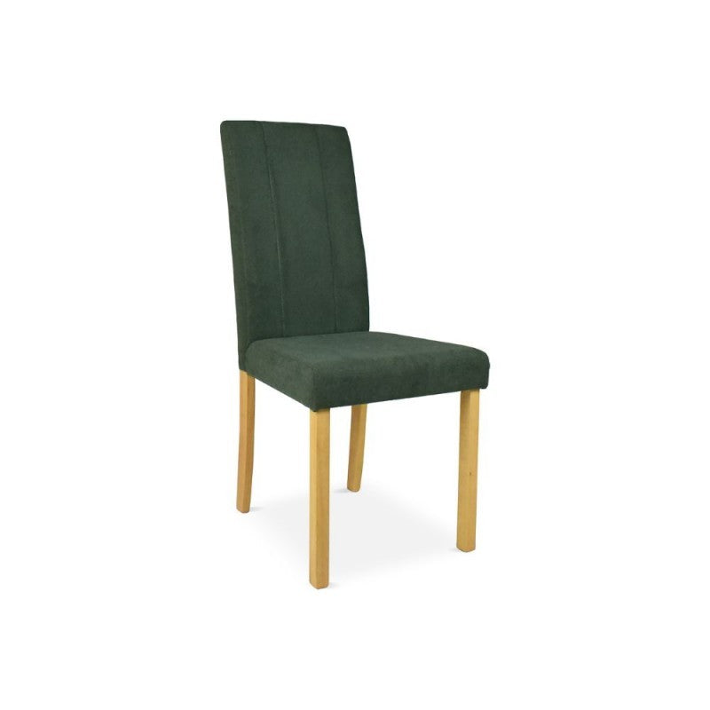 Set 2 Sedie imbottita con struttura in legno colore rovere e tessuto verde
