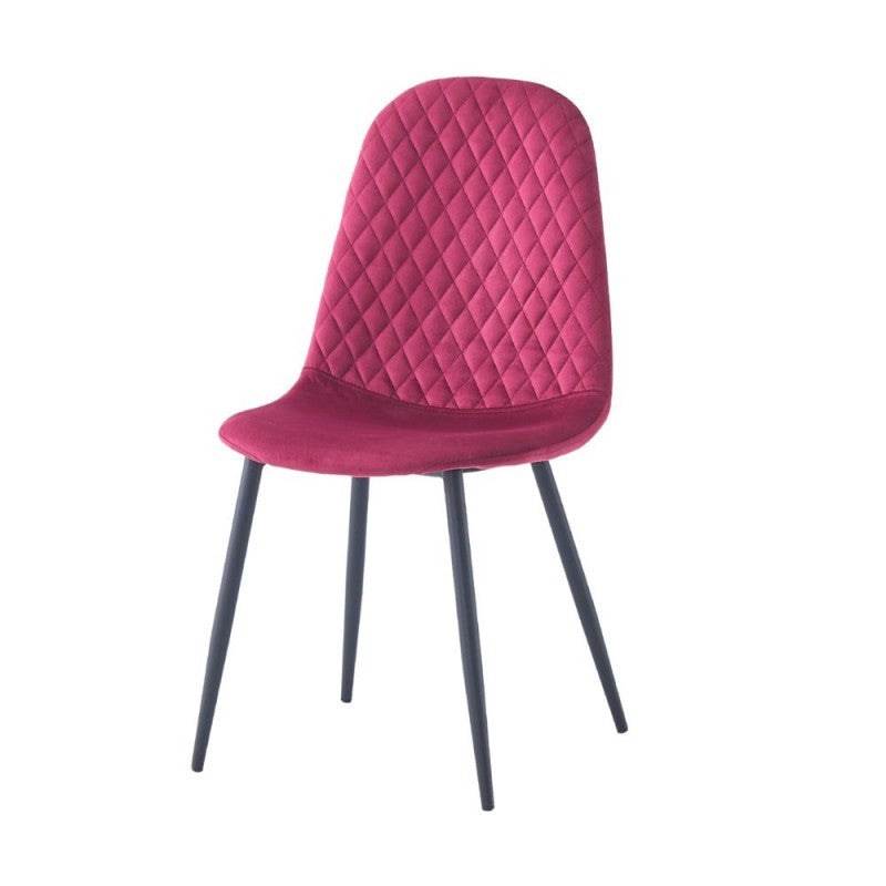 Set 4 Sedie imbottite Bretta con schienale trapuntato velluto rosso