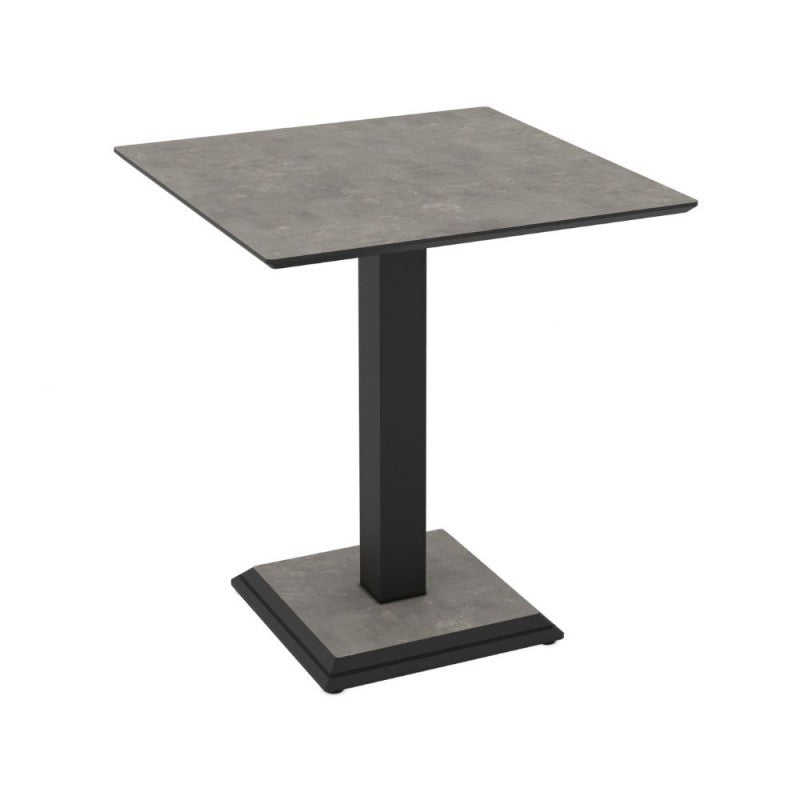 Table carrée avec piètement métallique 68x75H cm couleur gris ciment Carvel
