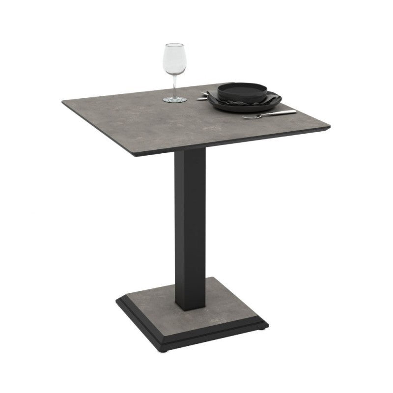 Table carrée avec piètement métallique 68x75H cm couleur gris ciment Carvel