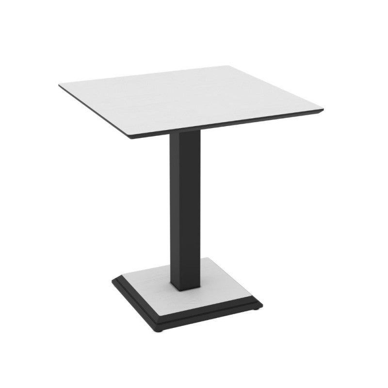 Table carrée avec pied en métal 68x75H cm couleur blanc frêne Carvel