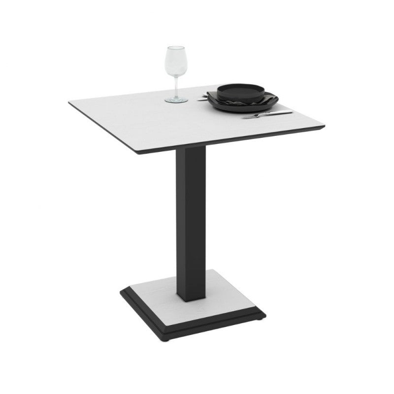 Table carrée avec pied en métal 68x75H cm couleur blanc frêne Carvel