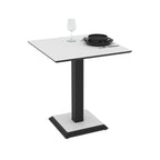 Table carrée avec pied en métal 68x75H cm couleur blanc frêne Carvel