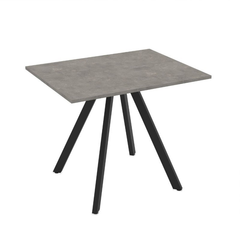 Table fixe rectangulaire avec plateau gris ciment et pieds noirs 90x70 cm Lucas