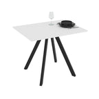 Table rectangulaire fixe avec plateau couleur blanc frêne et pieds noirs 90x70 cm Lucas