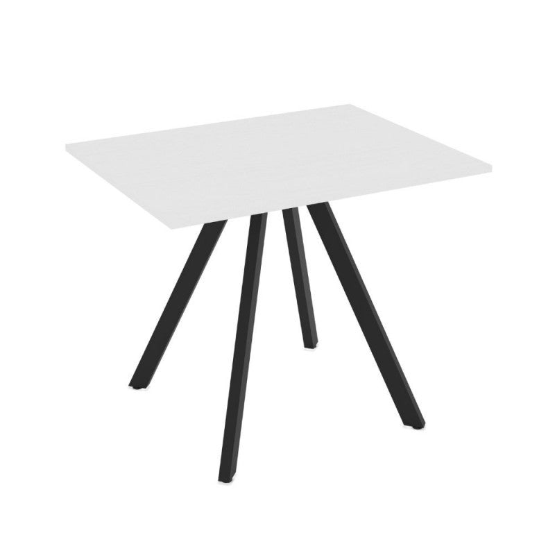 Table rectangulaire fixe avec plateau couleur blanc frêne et pieds noirs 90x70 cm Lucas