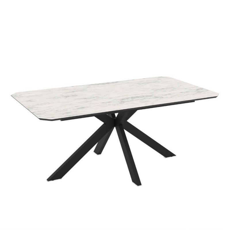 Tavolo rettangolare fisso effetto marmo bianco opaco 180x100x76H Opera