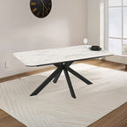 Tavolo rettangolare fisso effetto marmo bianco opaco 180x100x76H Opera