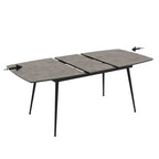 Table extensible couleur ciment avec pieds noirs 145x80x75H extensible à 185 Yense