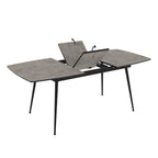Table extensible couleur ciment avec pieds noirs 145x80x75H extensible à 185 Yense