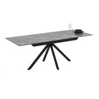 Tavolo allungabile in ceramica effetto marmo grigio e gambe in metallo nero 140/200x80x76H Perla