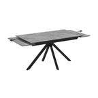Tavolo allungabile in ceramica effetto marmo grigio e gambe in metallo nero 140/200x80x76H Perla