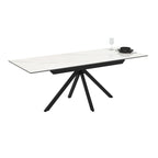 Tavolo allungabile in ceramica effetto marmo bianco e gambe in metallo nero 140/200x80x76H Perla