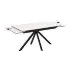 Tavolo allungabile in ceramica effetto marmo bianco e gambe in metallo nero 140/200x80x76H Perla