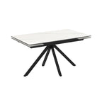 Tavolo allungabile in ceramica effetto marmo bianco e gambe in metallo nero 140/200x80x76H Perla
