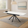 Tavolo allungabile in ceramica effetto marmo bianco e gambe in metallo nero 140/200x80x76H Perla
