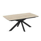 Ausziehbarer Tisch mit Tischplatte in Travertin-Marmoroptik Beige und schwarzem Gestell 180/240x100x76H Verano
