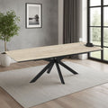 Tavolo allungabile piano effetto marmo travertino beige e base nera 180/240x100x76H Verano