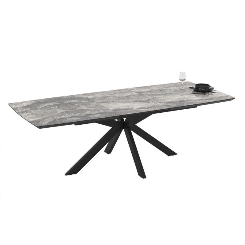 Tavolo allungabile piano effetto marmo arabesque nero e base nera 180/240x100x76H Verano