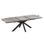 Table extensible plateau effet marbre arabesque noir et piétement noir 180/240x100x76H Verano