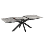 Table extensible plateau effet marbre arabesque noir et piétement noir 180/240x100x76H Verano