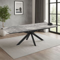 Tavolo allungabile piano effetto marmo arabesque nero e base nera 180/240x100x76H Verano