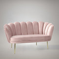 Divano a conchiglia due posti tessuto color rosa e piedi oro 135x75H cm - Orel