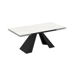 Tavolo allungabile piano in ceramica effetto marmo bianco e gambe in metallo nero 180x90x77H Monza