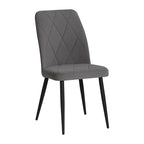 Set 4 sedie tessuto grigio con trama geometrica e piedi neri Vika