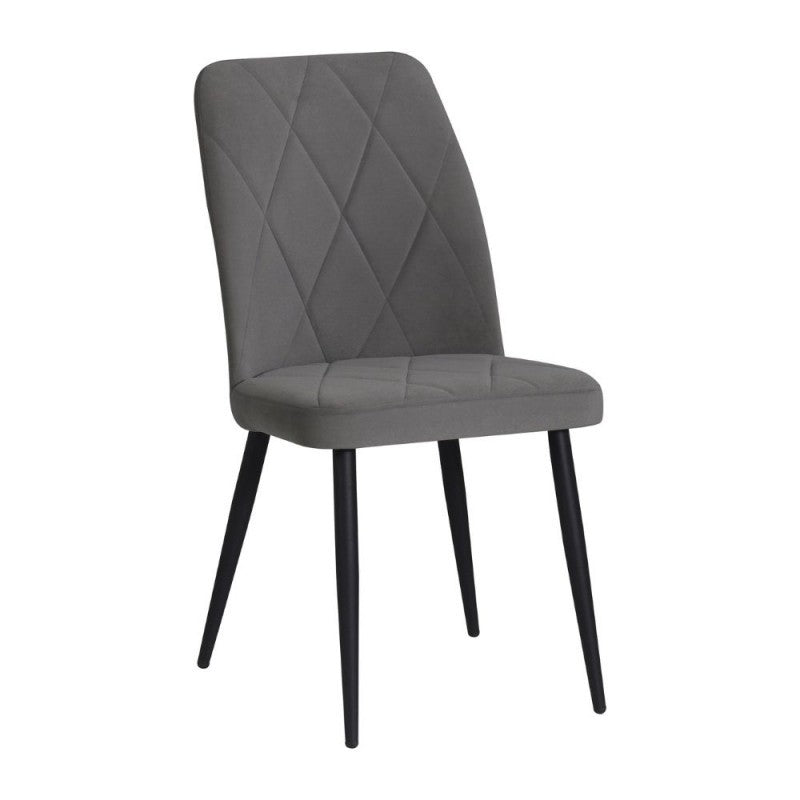 Set 4 sedie tessuto grigio con trama geometrica e piedi neri Vika