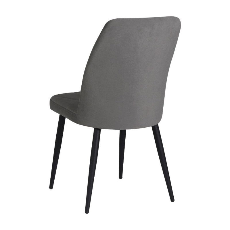 Set 4 sedie tessuto grigio con trama geometrica e piedi neri Vika