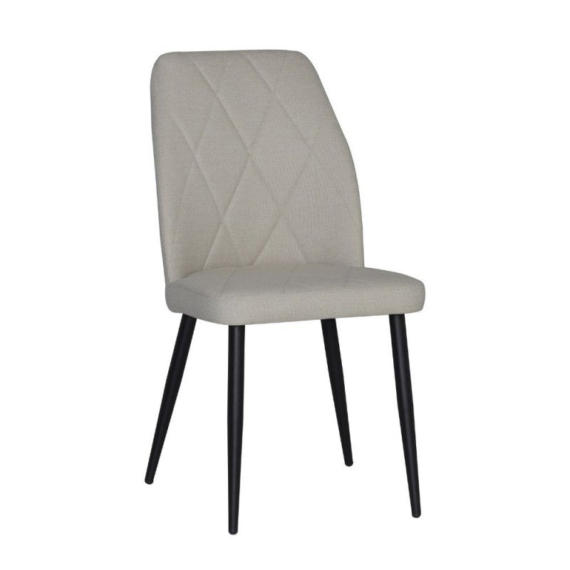 Set 4 Sedie tessuto tortora con trama geometrica e piedi neri Vika