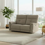 Divano recliner 3 posti elettrico in tessuto sabbia 198 cm Elysio