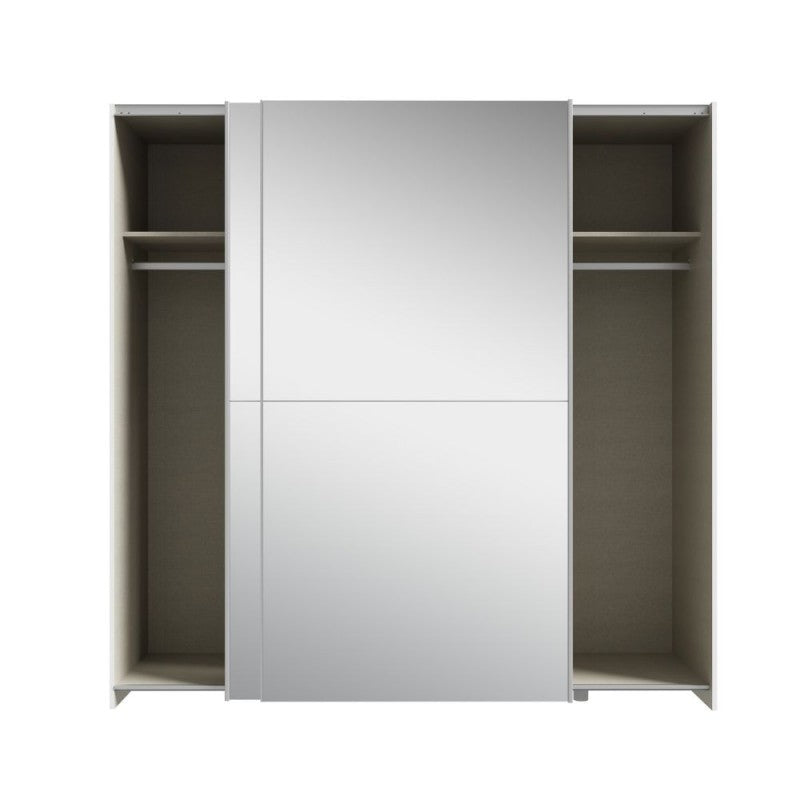 Armadio 2 ante scorrevoli a specchio 190x61x190.5H colore bianco Elio