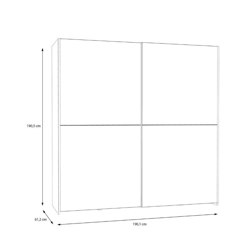 Armadio 2 ante scorrevoli a specchio 190x61x190.5H colore bianco Elio