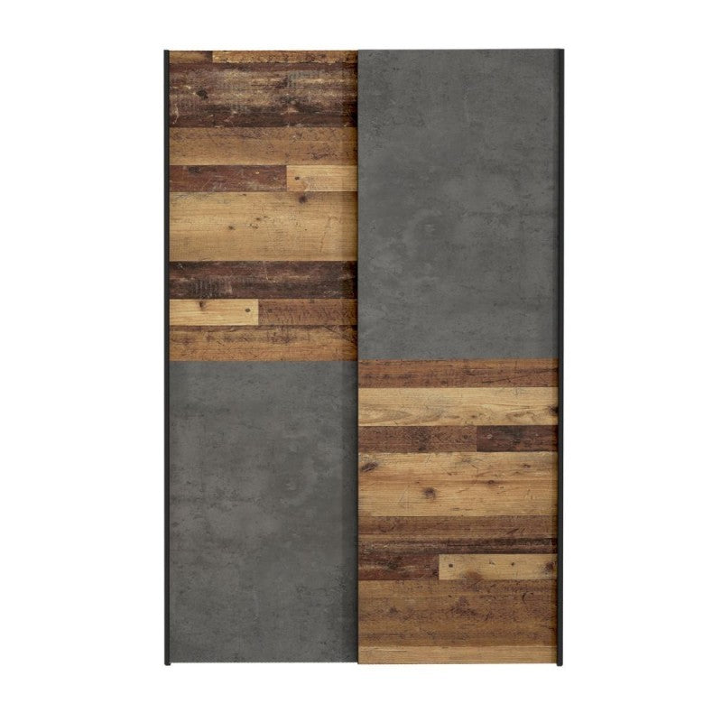 Armadio 2 ante scorrevoli 120x42x190.5H colore quercia e grigio cemento Zeno