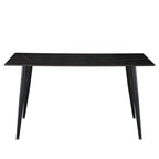 Tavolo da pranzo 160×90 cm in ceramica effetto marmo nero con venature oro e gambe nere Kilo