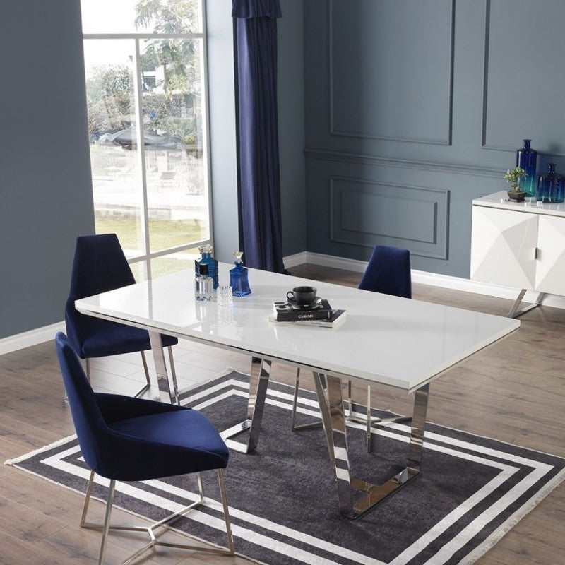 Tavolo moderno colore bianco laccato lucido 185x95 cm - Enzio