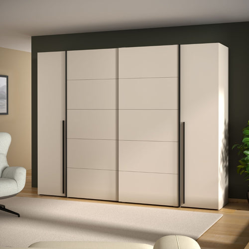 Armadio 2 ante scorrevoli e 2 battenti cashmere 270x61x210 Callia
