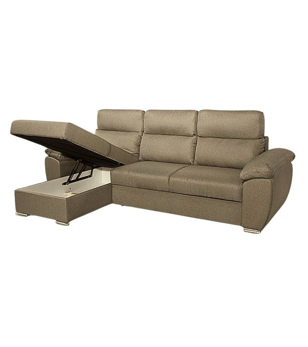 Canapé d'angle réversible avec coffre couleur cappuccino ComoII tissu giulia9703