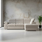 Divano letto angolare reversibile con pouf contenitore tortora Capri