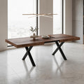 Table extensible avec plateau en MDF couleur noyer et pieds noirs 180x100x76H England