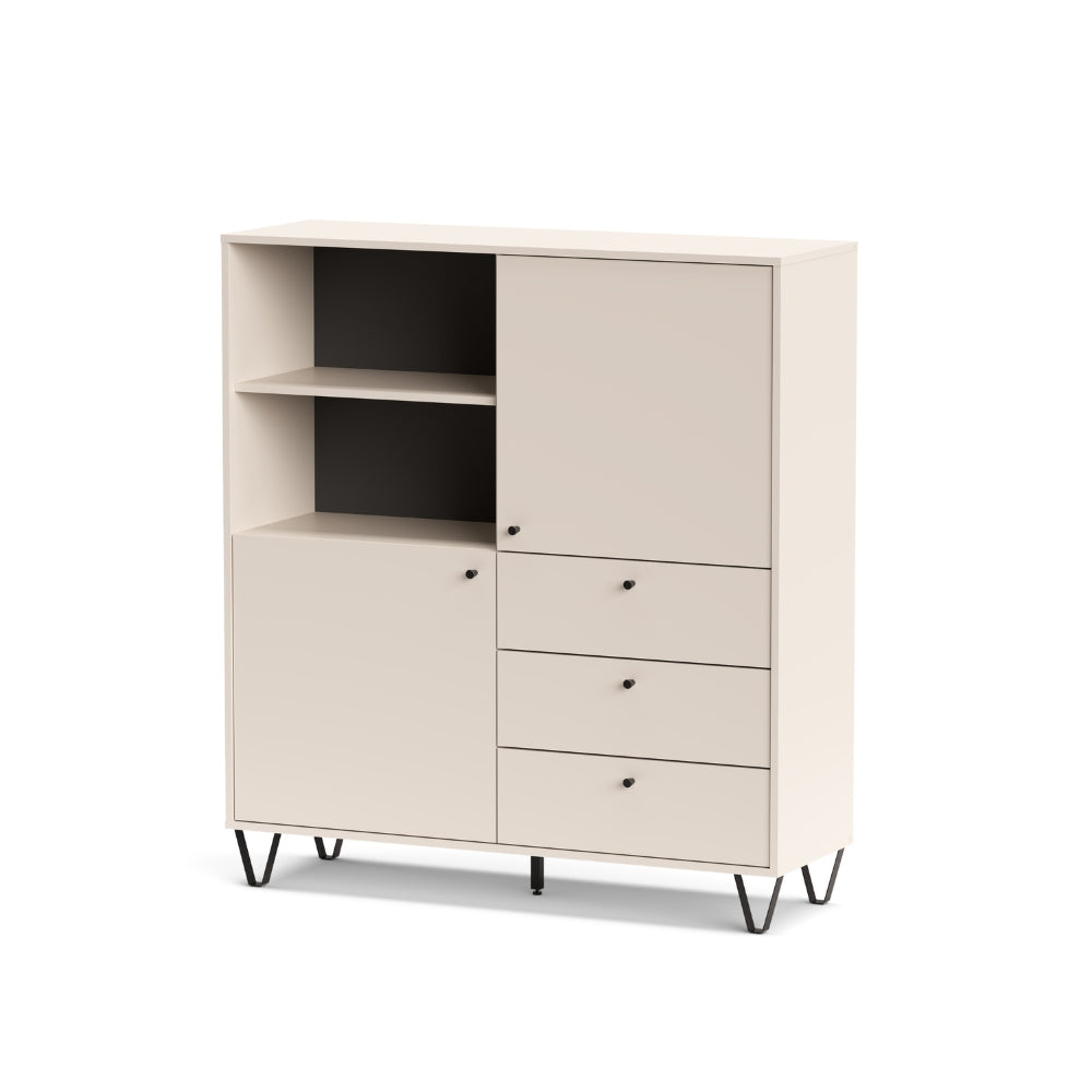 Credenza con ante cassetti e vano a giorno colore cachemire 123,6x135H cm - Aldix