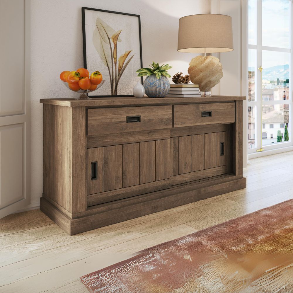 Madia colore noce eastwood 2 cassetti e 2 ante scorrevoli Anthony52 149,9x49,8x95,5H