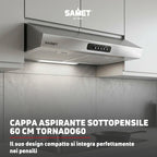 Cappa sottopensile 60 cm colore inox con luci led - Tornado Samet