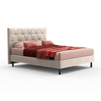 Letto matrimoniale con contenitore e testiera trapuntata colore beige - Cody