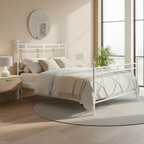 Letto una piazza e mezza in ferro con decoro floreale bianco opaco 130x200 cm. Melissa