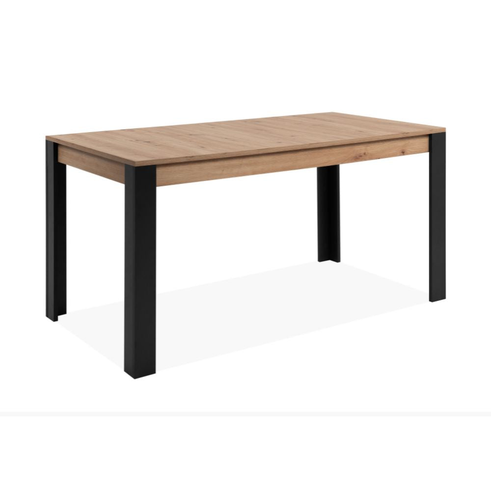 Ausziehbarer Tisch Tolosa80B Eichenplatte und schwarze Beine - 150x80x75H