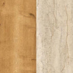 Madia con ante scorrevoli in metallo e cassetto rovere e travertino L 140 cm Lulia